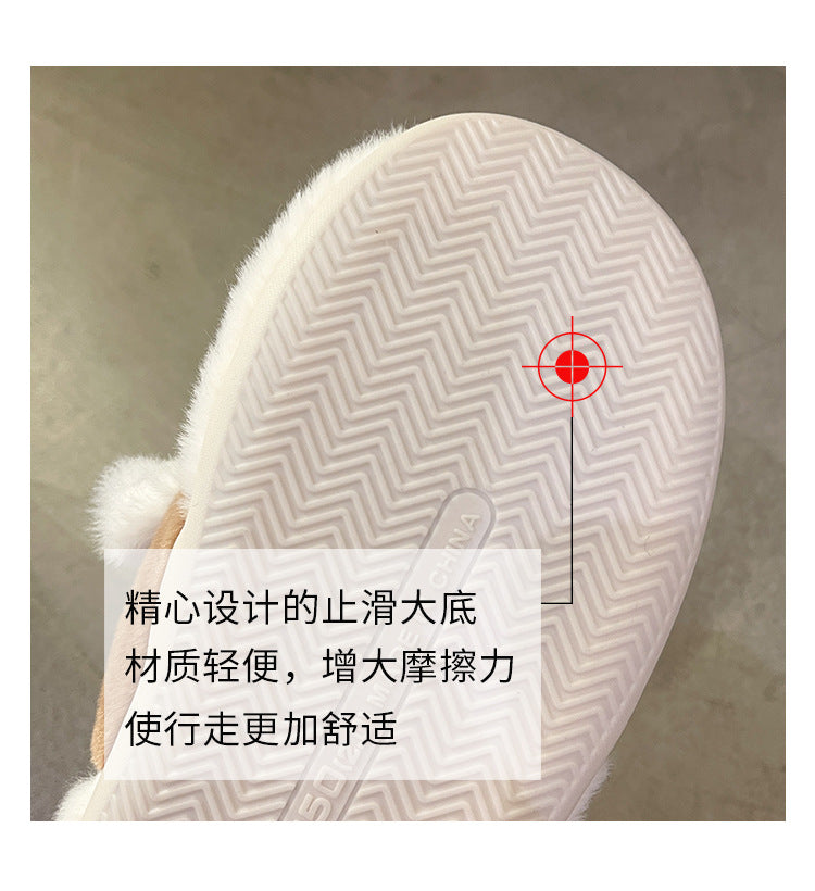 Cute Cat Face Slippers – Warm Wool Indoor EVA Shoes (Black & Brown)