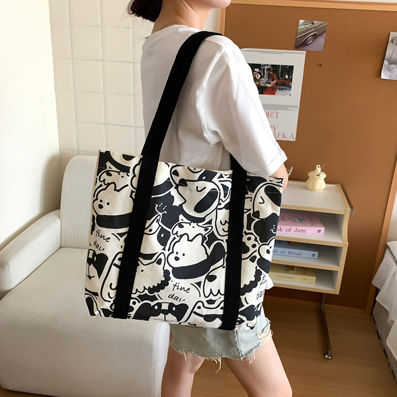 Street Trend Canvas Tote Bag – Large Capacity, Magnetic Closure | Summer 2025