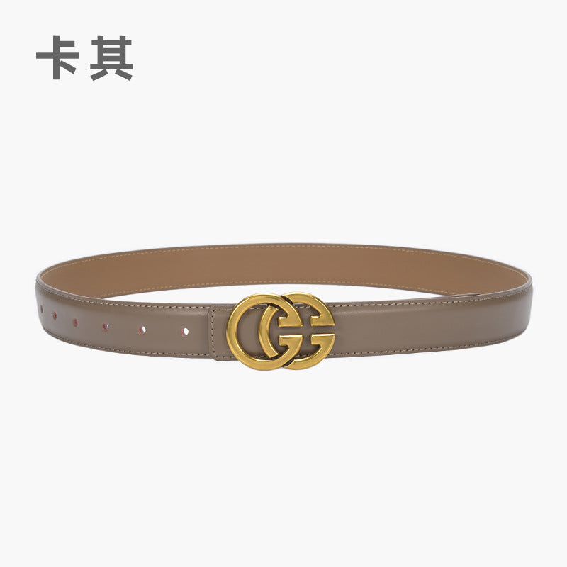 Classic GG Genuine Leather Women's Belt Versatile Decorative Jeans Belt New Style Cowhide Design for Internet Celebrity
