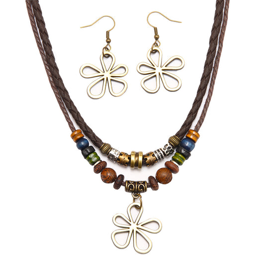 Geometric Pendant Necklace & Earrings Combo