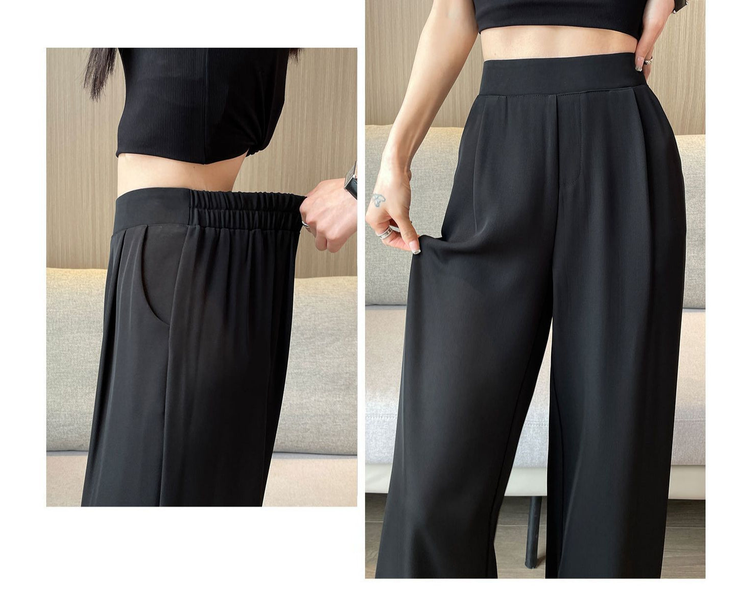 Women’s High-Waist Straight Leg Pants – Korean Leisure Fit