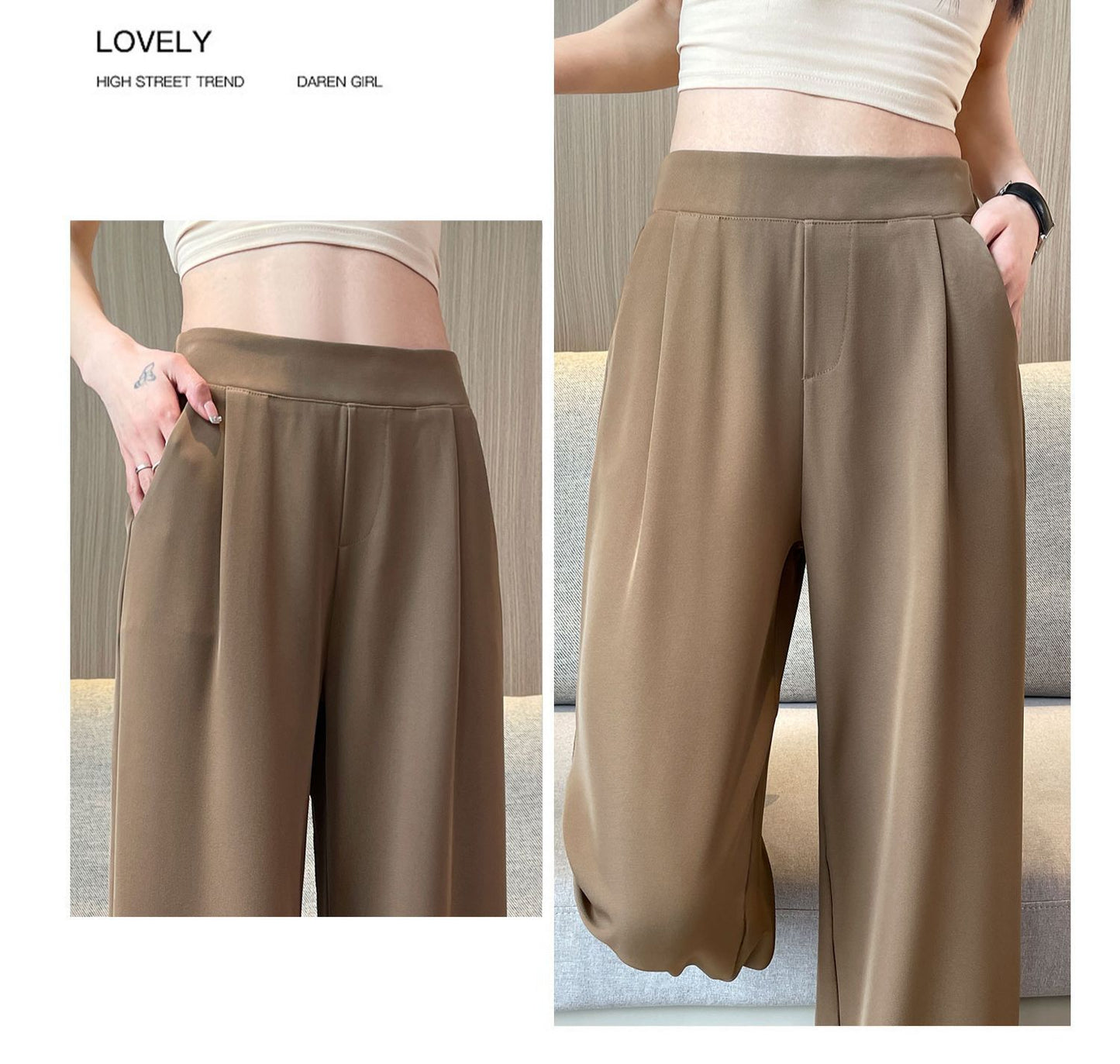 Women’s High-Waist Straight Leg Pants – Korean Leisure Fit