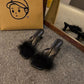 Fashion Furry Heels for Women – Korean Square Toe Heels
