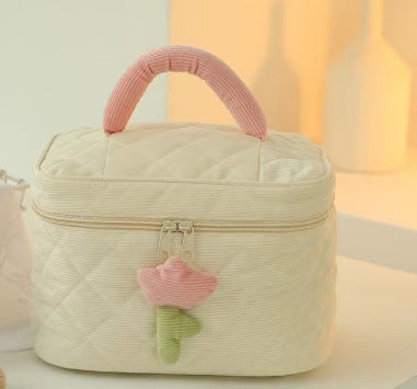 Corduroy toiletry storage bag, high-end, high-looking, portable, large-capacity, cute, new cosmetic bag for women