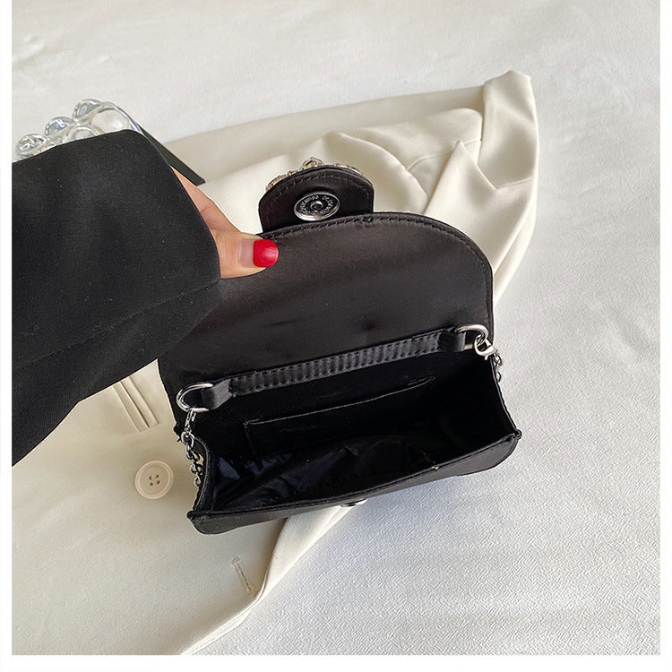 Women’s Diamond Chain Shell Bag – Small PU Shoulder Purse