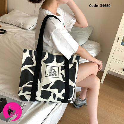 Cute Printed Canvas Tote Bag for Women | Large Casual Shoulder Bag