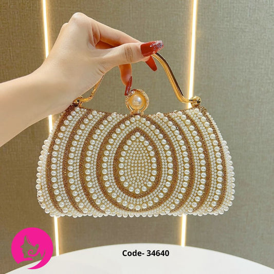 Luxury Pearl Diamond Evening Bag for Women | Banquet & Party Clutch