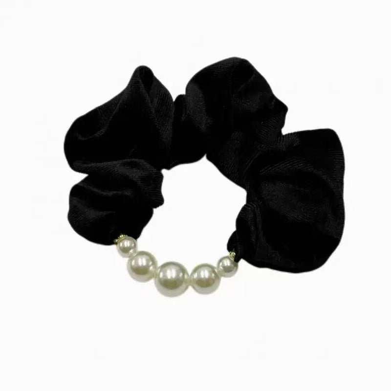 Jiamu Korean Ins Hot Style Princess Velvet Hair Scrunchies Elegant High Quality Elastic Hair Bands with Pearls