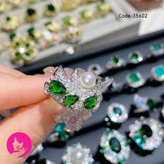 Green Crystal Snake Ring Set – Gold-Plated Vintage Aesthetic Rings for Women, Retro Jewelry Gift