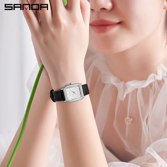 Women’s Stainless Steel Square Quartz Watch – Simple Analog Fashion Timepiece
