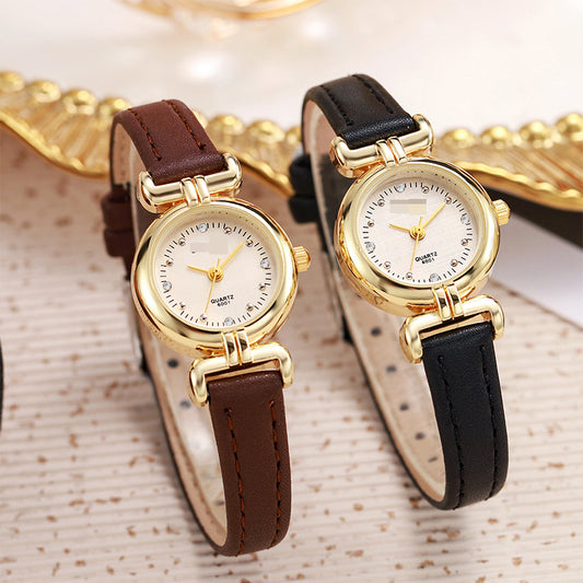 Women’s Small Dial Quartz Watch – Elegant PU Strap Classic Timepiece