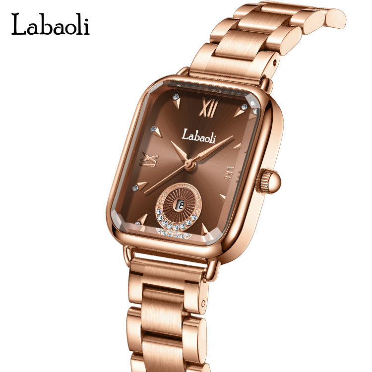 LABAOLI Luxury Women’s Rose Gold Watch – Elegant Stainless Steel White Dial Timepiece