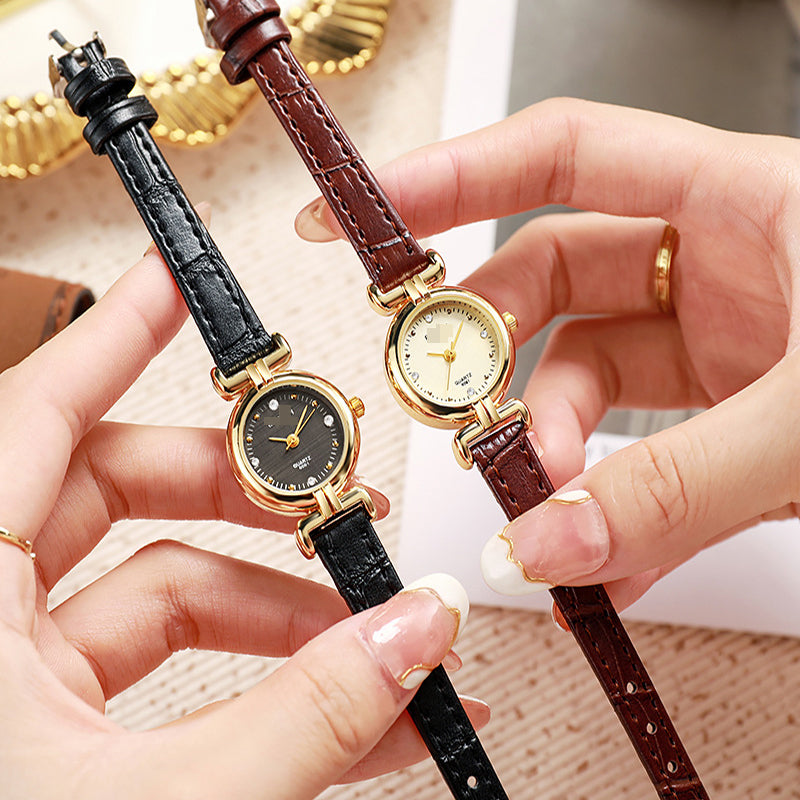 Women’s Small Dial Quartz Watch – Elegant PU Strap Classic Timepiece