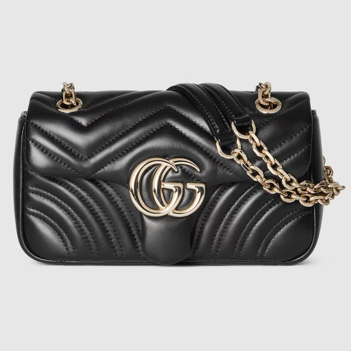 Premium Black Chevron Quilted Shoulder Bag with Gold-Tone Hardware