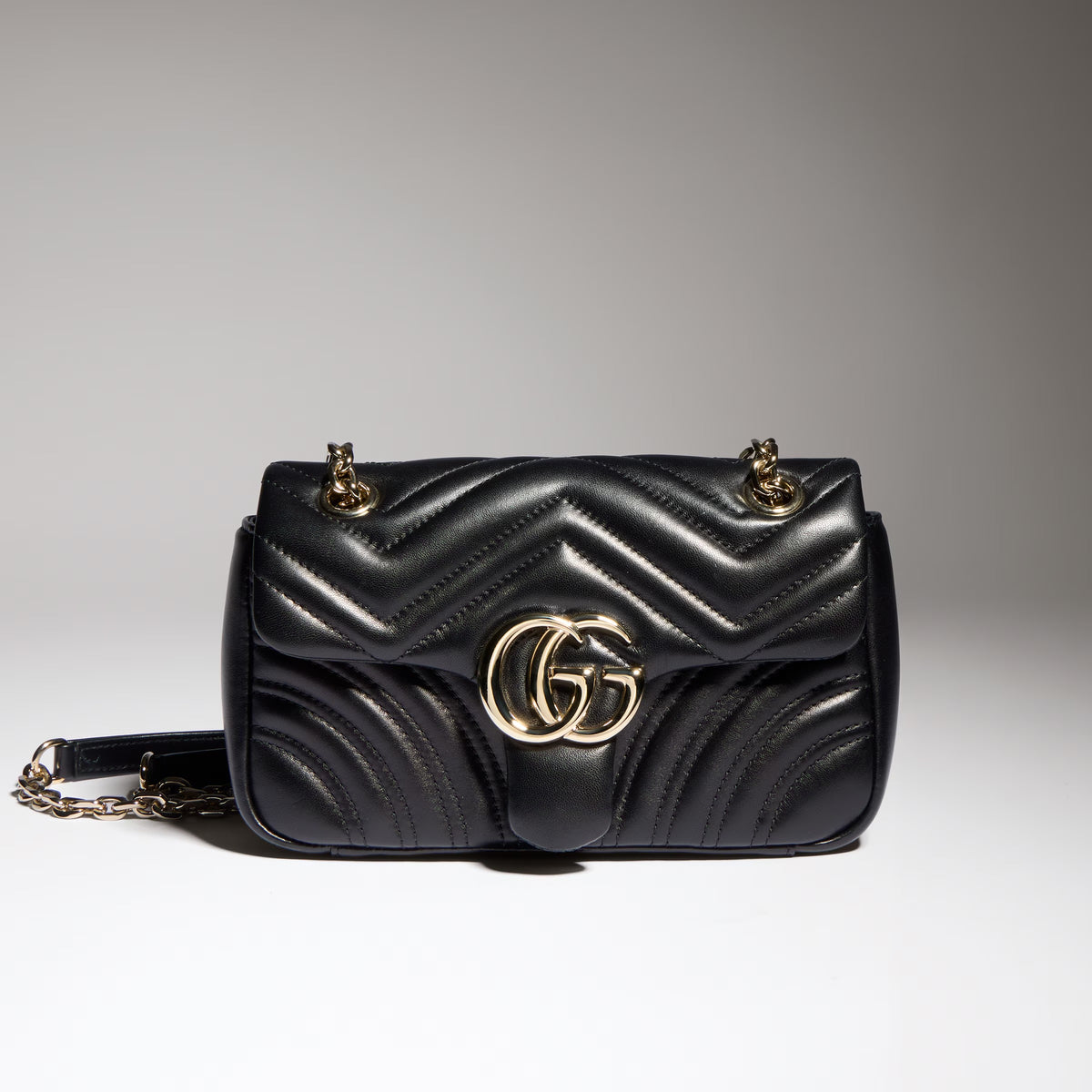 Premium Black Chevron Quilted Shoulder Bag with Gold-Tone Hardware