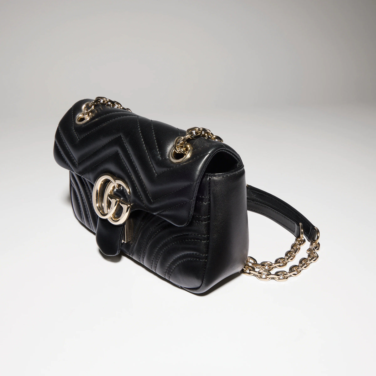 Premium Black Chevron Quilted Shoulder Bag with Gold-Tone Hardware