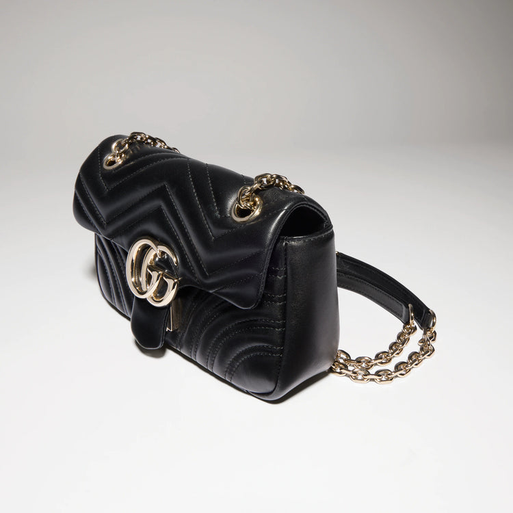 Premium Black Chevron Quilted Shoulder Bag with Gold-Tone Hardware
