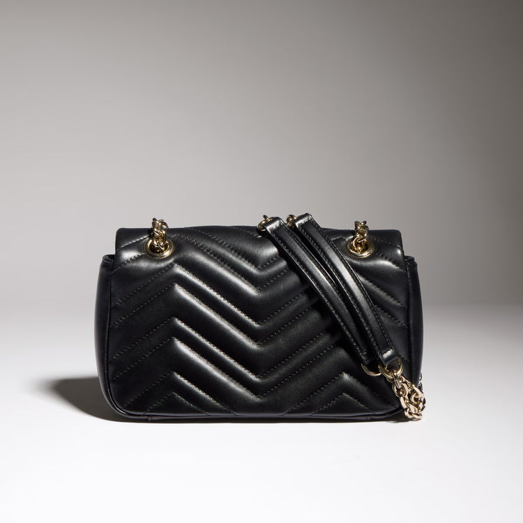 Premium Black Chevron Quilted Shoulder Bag with Gold-Tone Hardware