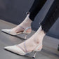 Women’s Pointed Toe Heel Sandals with Magic Sticker – Summer Style