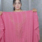 Beautiful Readymade Wet Lace Georgette Stone & Lace Work Three Piece collection