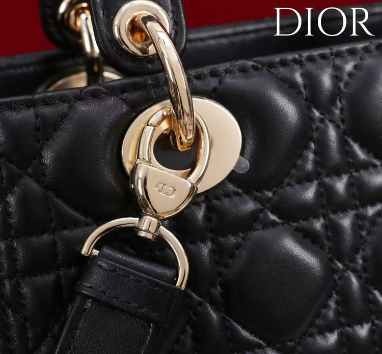 Premium Black Quilted Handbag with Elegant Gold-Tone Hardware