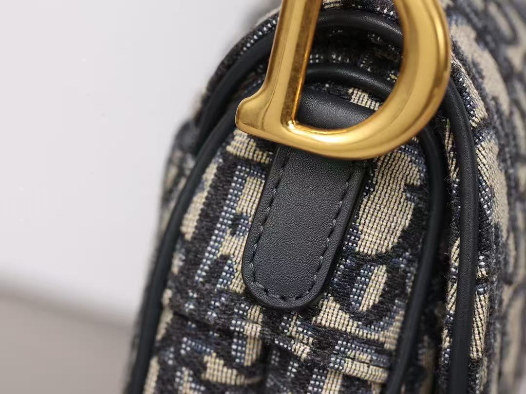 Premium Beige & Black Patterned Saddle Bag with Gold-Tone Details
