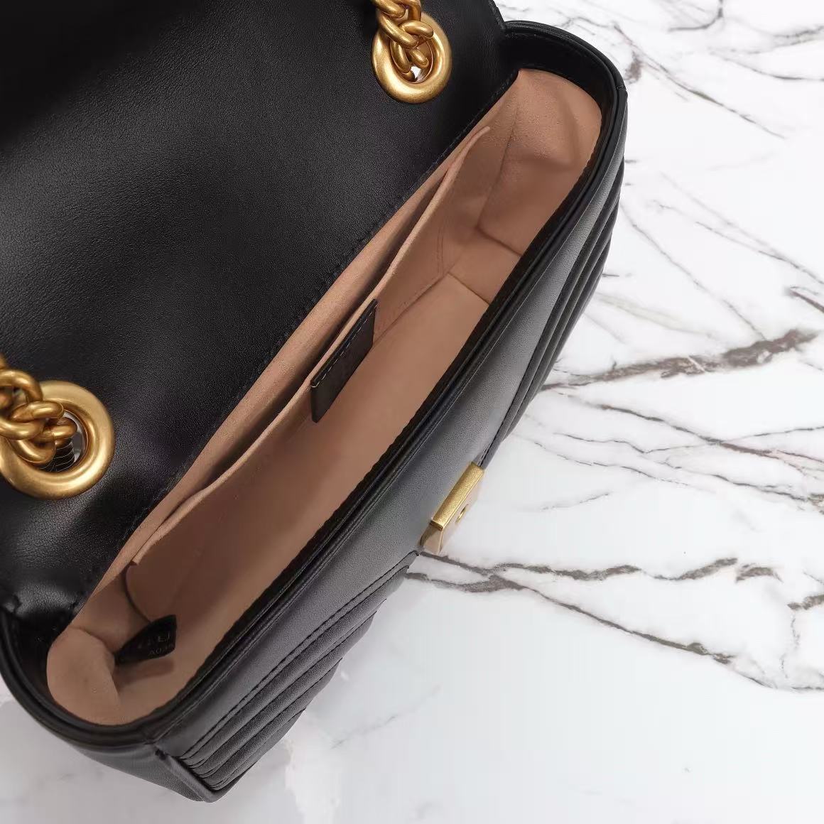 Premium Black Chevron Quilted Shoulder Bag with Gold-Tone Hardware