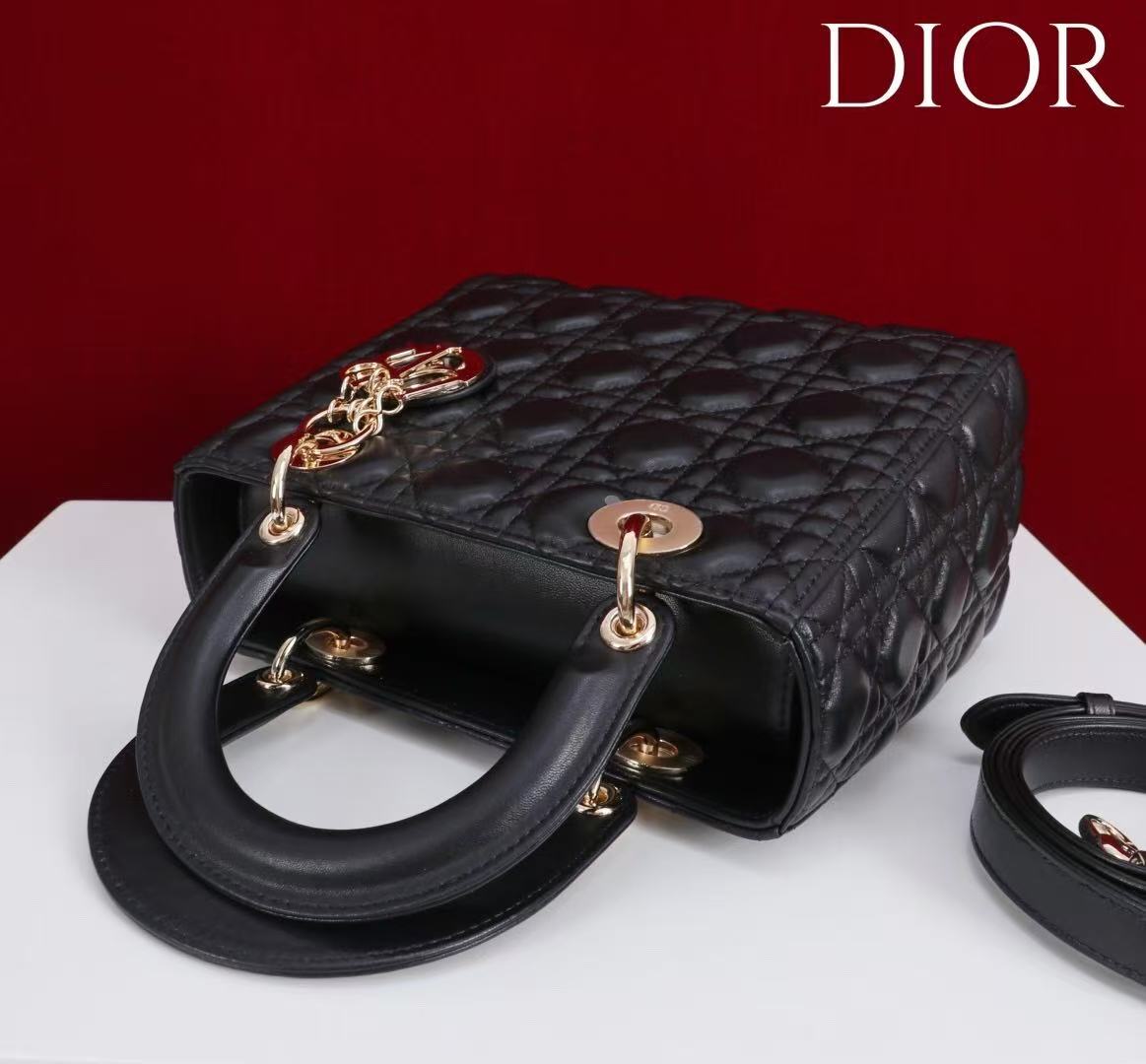Premium Black Quilted Handbag with Elegant Gold-Tone Hardware