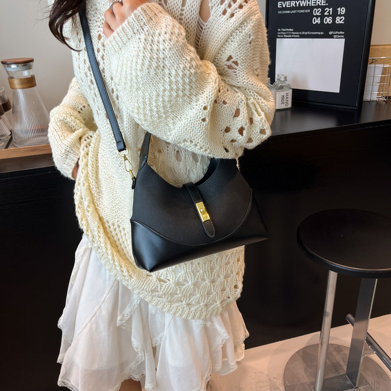 2026 New High-End Women's Luxury Handbag Color-Block Niche Design Versatile Crossbody Underarm Zipper Closure