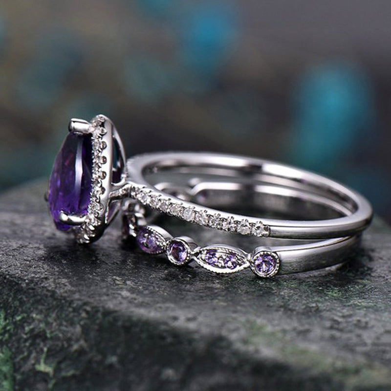 CAOSHI Silver Plated Water Drop Zircon Ring – Classic Wedding & Engagement Band